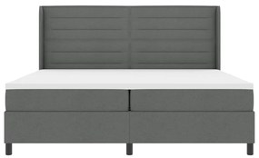 Boxspring Ágy Matraccal és LED Fekete Szürke 200x200 cm Szövet