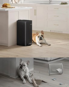 30 literes konyhai szemetes, belső vödörrel, fekete színben