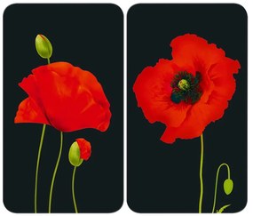 Edzett üveg tűzhely fedőlap szett 2 db-os 52x30 cm Poppy – Maximex