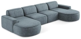 Szürkéskék zsenília sarokkanapé (U alakú) Omao – Makamii