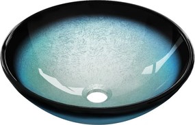 Mexen Mira kék, pulton álló üvegmosdó 42 x 42 cm - 24124247