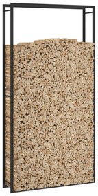 fekete acél tűzifatároló állvány 110x28x214 cm