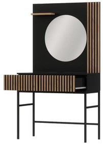 RATINA sminkasztal, 85x155x60, artisan tölgy/fekete matt