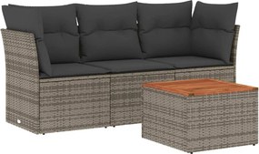 vidaXL 4 részes szürke polyrattan kerti ülőgarnitúra párnákkal