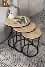 Milas dohányzóasztal, fekete-fenyő, Ø47 cm