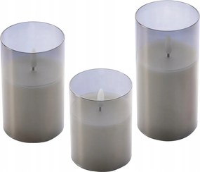 Led gyertyák üvegben, 3 darabos készlet
