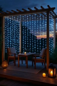 Kültéri fényfüggöny 3×3 m hideg fehér 300 LED
