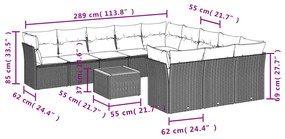 12 részes bézs polyrattan kerti ülőgarnitúra párnákkal