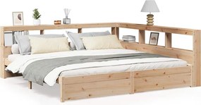 vidaXL tömör fenyőfa könyvespolcos ágy matrac nélkül 180 x 200 cm