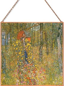 Gustav Klimt - Falusi kert feszülettel üvegkép, falikép