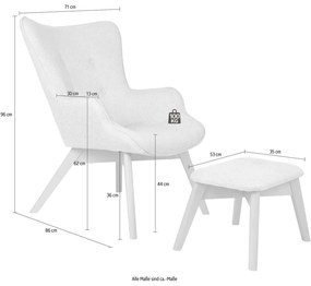 Világos rózsaszín fotel lábtartóval Niko – Ropez