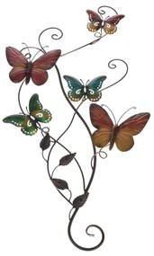 Színes pillangók fali fém dekoráció, 38 x 74 x 3 cm