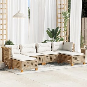 6 részes bézs polyrattan kerti ülőgarnitúra párnával