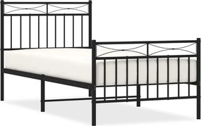 vidaXL fekete fém ágykeret fej- és lábtámlával 90 x 200 cm
