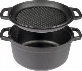 Öntöttvas fazék grill serpenyővel 3,5L