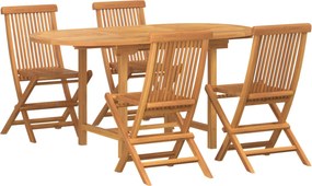 vidaXL Kert étkező szett 5 pcs Barna Tömör Teakfa