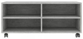 betonszürke szerelt fa TV-szekrény görgőkkel 90 x 35 x 35 cm