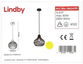 Lindby Lindby - Csillár zsinóron FRANCES 1xE27/60W/230V LW1126