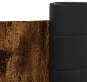 füstös tölgy színű ágykeret fejtámlával és LED-ekkel 180x200 cm