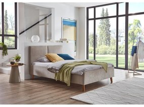 Bézs kárpitozott franciaágy ágyráccsal 140x200 cm Piano – Meise Möbel