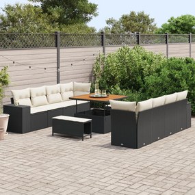 Kerti Kanapé Szett 11 pcs Fekete és Krém 80 x 80 x 71 cm