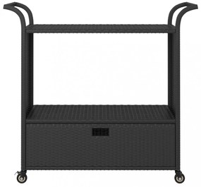 fekete polyrattan bárkocsi fiókkal 100 x 45 x 97 cm