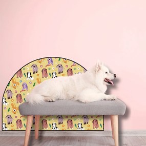 PIPPER. Védő textil falmatrica – Ív – Színes kutyák Méret: 83x60cm, Indíték: név nélkül