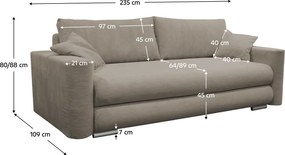 Széthúzható heverő, szürkésbarna Taupe, ROSELYN