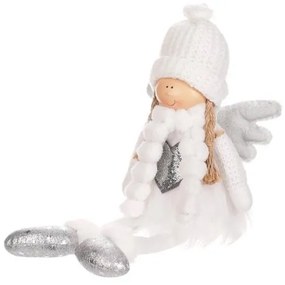 Karácsonyi dekoráció Angyal szívvel, magasság 41cm, fehér