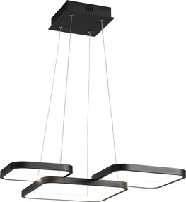 Modern fekete négyszögletes függő mennyezeti lámpa Led csillár 36W 55cm