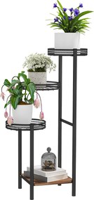 Outsunny 4-szintes növénytartó sarkos polc acél növénytartó virágcserepekhez beltérre és kültérre 25x25x80 cm Fekete | Aosom