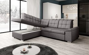 Kinyitható ülőgarnitúra, barnásszürke, balos, OREO ROH