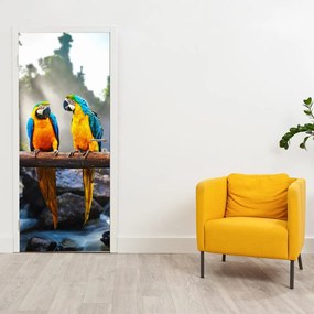 Fotótapéta ajtóra - Három papagáj (95x205cm)