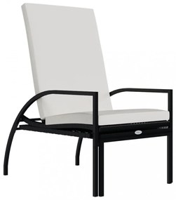 2 db fekete polyrattan napozóágy lábtartóval