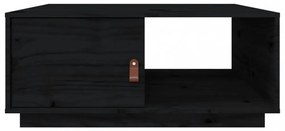 fekete tömör fenyőfa dohányzóasztal 80 x 50 x 35,5 cm