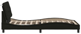 fekete szövet ágykeret LED-ekkel matrac nélkül 100x200 cm