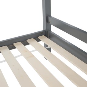 Emeletes ágy, 90x200, tömör fa, szürke, INEZA