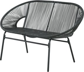 Outsunny Rattan Karosszék, Polirattanból készült Kültéri Szék, 260 kg teherbírású Időjárásálló Kerti Szék, Kerti Székek Kertre, Erkélyre, Teraszra, Fe