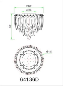 Globo 64136D Mennyezeti lámpa, arany színű fém, füstszínű, pezsgőszínű és átlátszó K9 kristályokkal, ø: 420 mm, M: 370 mm, 5xE14 40W 230V izzók nélkül