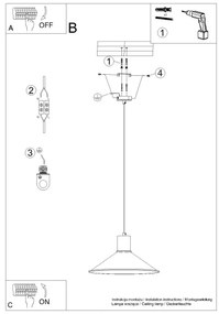 Sollux SL.1320 - Csillár zsinóron JAGA 1xE27/15W/230V átm. 30 cm fekete