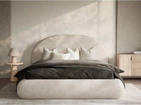 Krémszínű kárpitozott ágyneműtartós franciaágy ágyráccsal 140x200 cm Maumere – Maison de Rêve