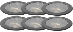 6 darabos szabályozható kültéri talajspot szett fekete IP65 LED-del - Delux Honey