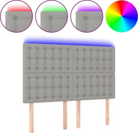 vidaXL világosszürke szövet LED-es fejtámla 144x5x118/128 cm