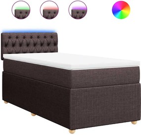 vidaXL sötétbarna szövet rugós ágy matraccal 90 x 190 cm