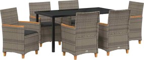 vidaXL Kert étkező szett 7 pcs Szürke polirattan
