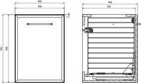 Cersanit S1022-010 - MILLE 40x45 cm falra szerelhető fürdőszobai szekrény szennyeskosárral, menta