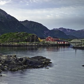 Poszter 20x20cm Halászkunyhó a vízparton, Assaf Frank