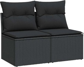 vidaXL 2 részes fekete polyrattan akácfa kerti ülőgarnitúra párnával