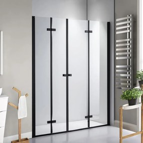 Stuxi Verona Big Black 180 cm széles aszimmetrikus kétszárnyú csukló zuhanyajtó (80+100 cm), 6 mm vízlepergető üveggel, matt fekete profillal, 195 cm magas