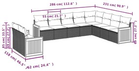 10 részes bézs polyrattan kerti ülőgarnitúra párnával